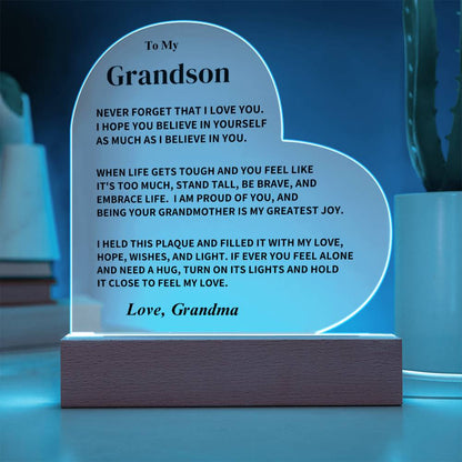 Grandson Gift- From Grandma, Heart Acrylic Plaque