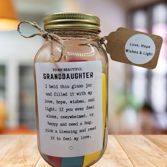 Granddaughter Jar of Love, Hope,Wishes and Light