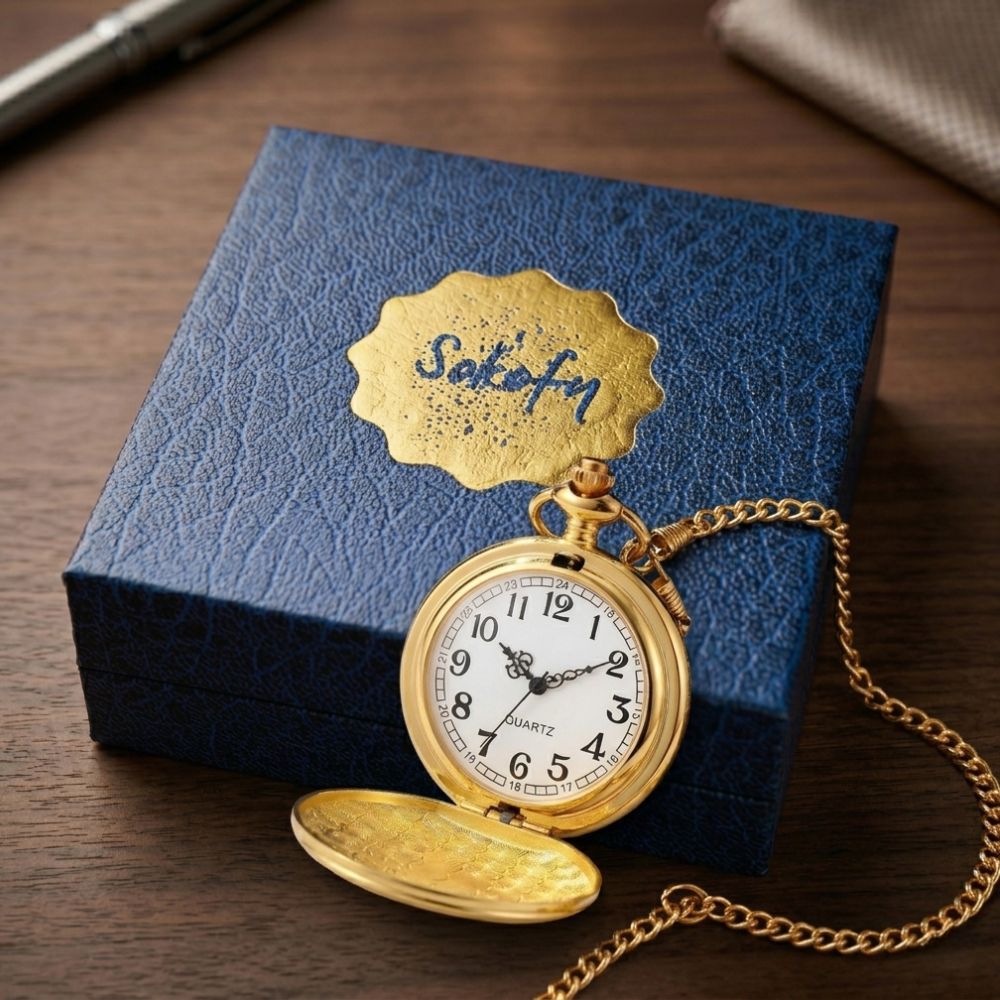 To My Grandson - From Grandpa, Vintage-Style Gold Pocket Watch Gift Set