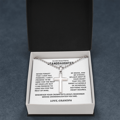 Granddaughter Gift,"Never Forget", Cross Necklace