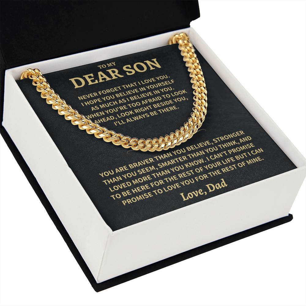 Son Gift, From Dad, "Believe In Yourself"-Cuban Chain Necklace