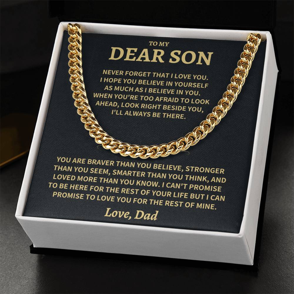 Son Gift, From Dad, "Believe In Yourself"-Cuban Chain Necklace