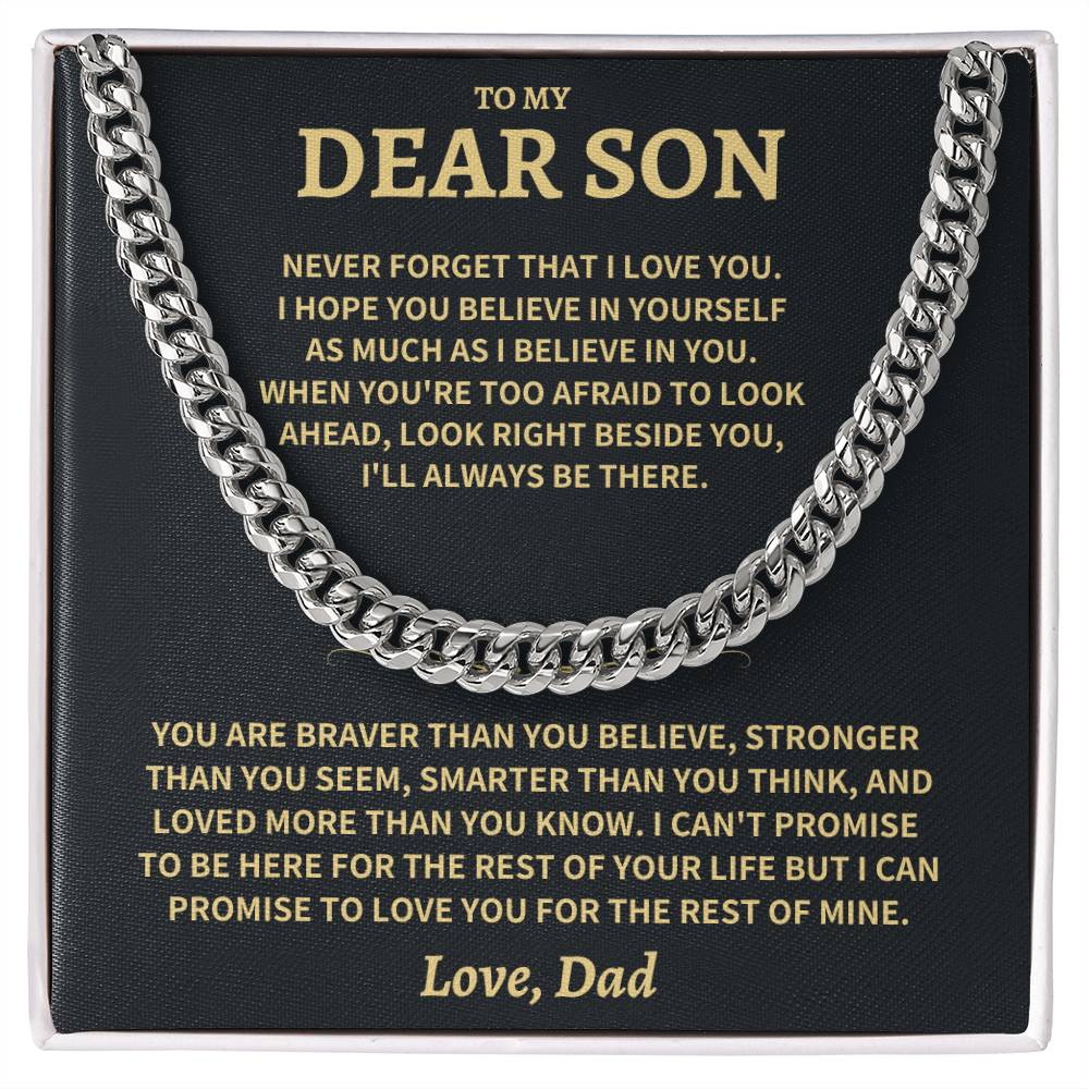 Son Gift, From Dad, "Believe In Yourself"-Cuban Chain Necklace