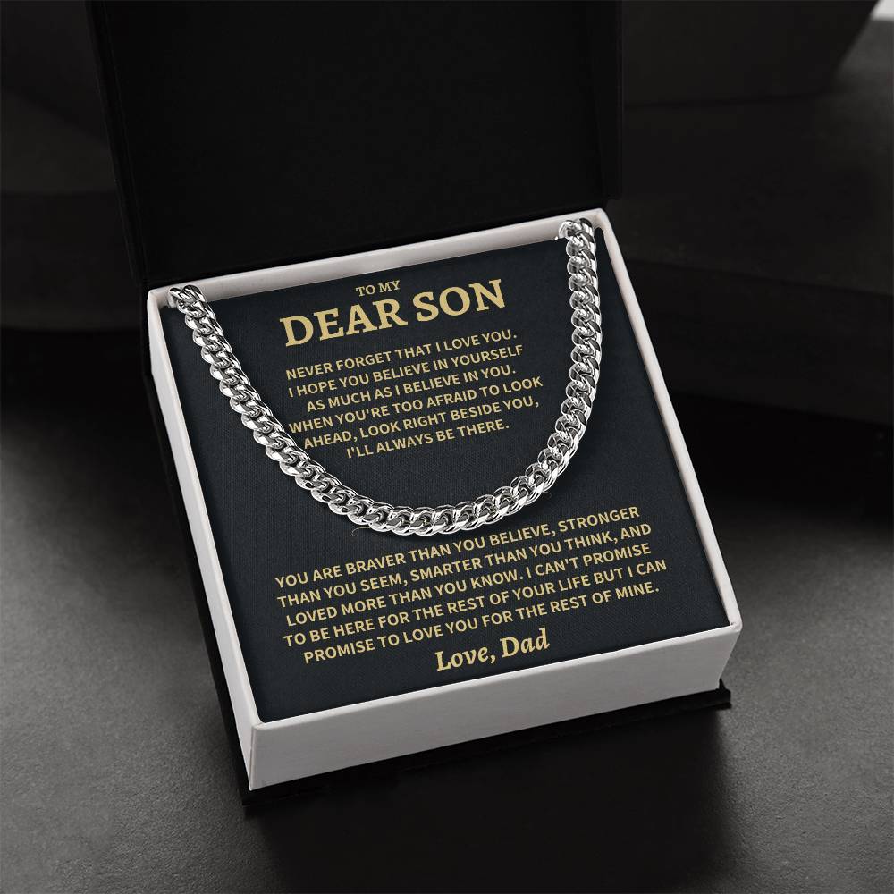 Son Gift, From Dad, "Believe In Yourself"-Cuban Chain Necklace