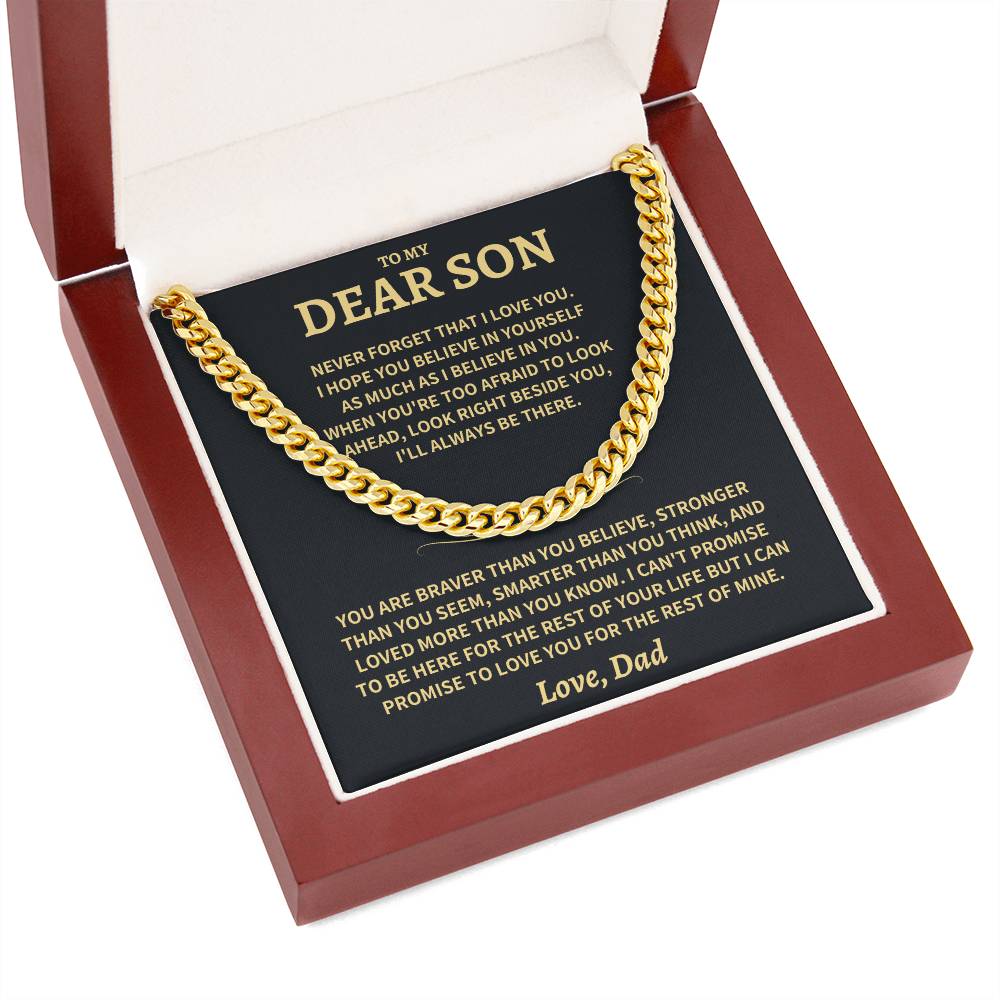 Son Gift, From Dad, "Believe In Yourself"-Cuban Chain Necklace