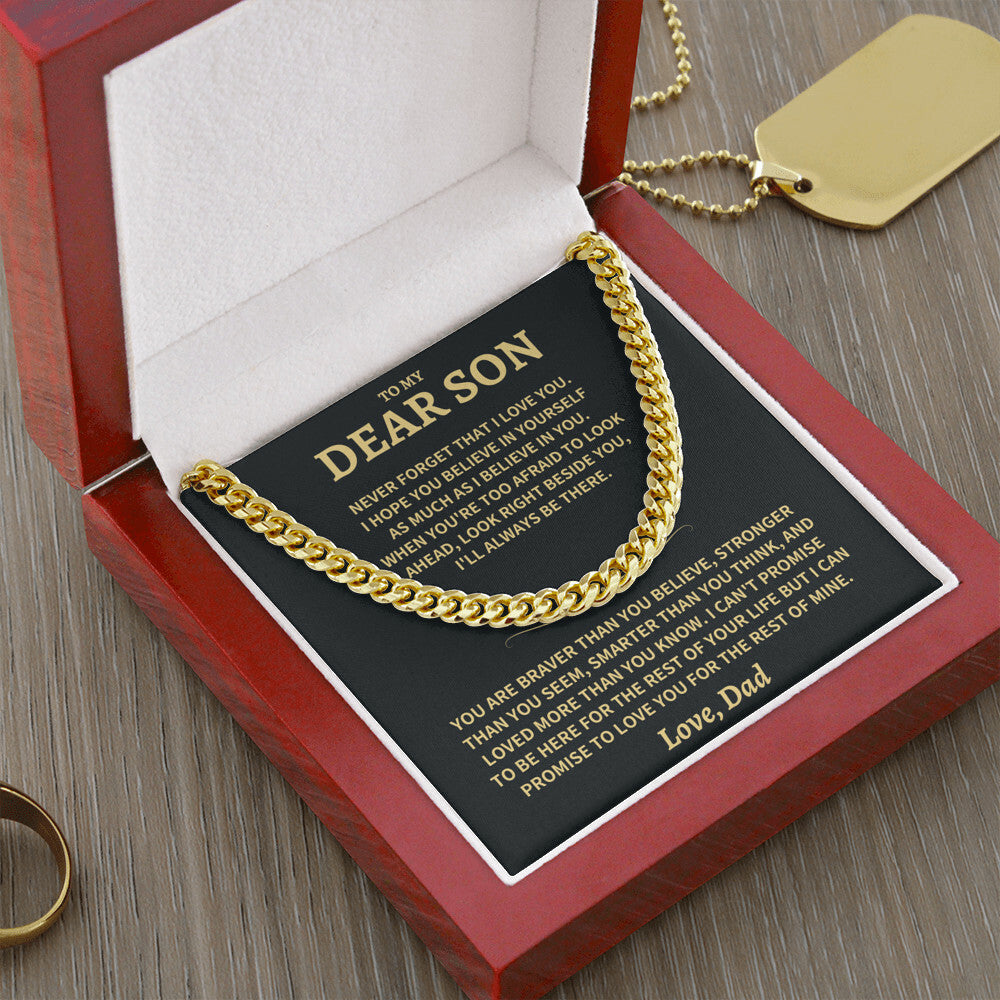 Son Gift, From Dad, "Believe In Yourself"-Cuban Chain Necklace