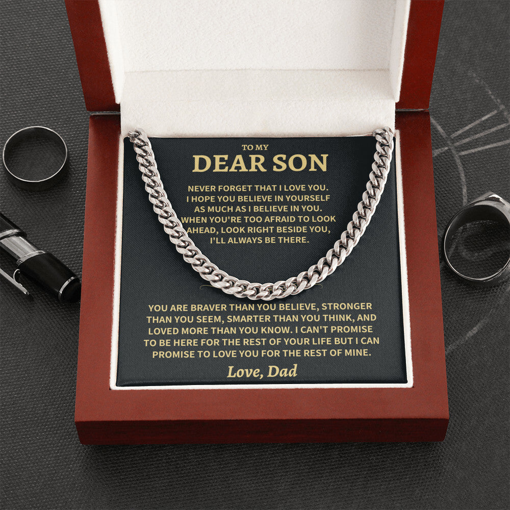 Son Gift, From Dad, "Believe In Yourself"-Cuban Chain Necklace