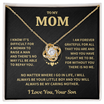 Mom Gift From Son, "Forever Grateful",Knot Necklace