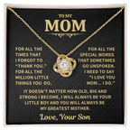 Gift For Mom From Son, "Thank You Necklace Gift"