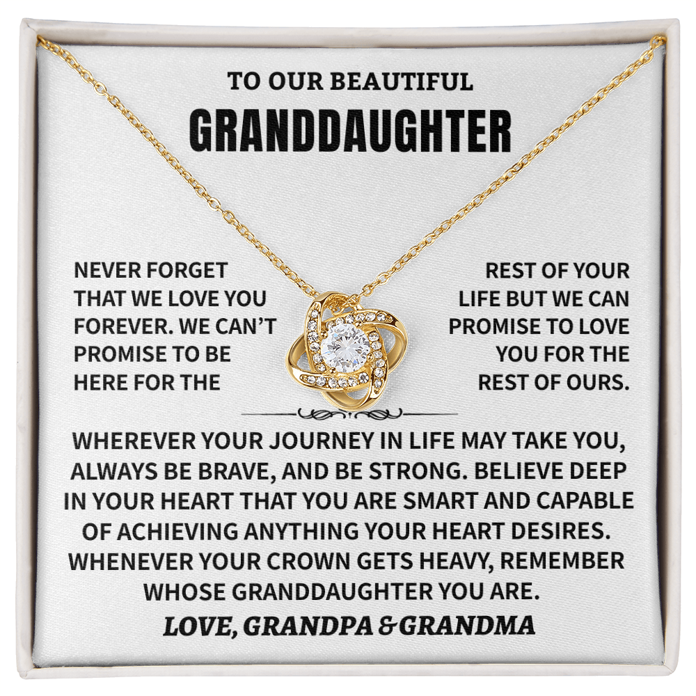 Granddaughter Gift From Grandpa & Grandma,"Never Forget", Knot Necklace