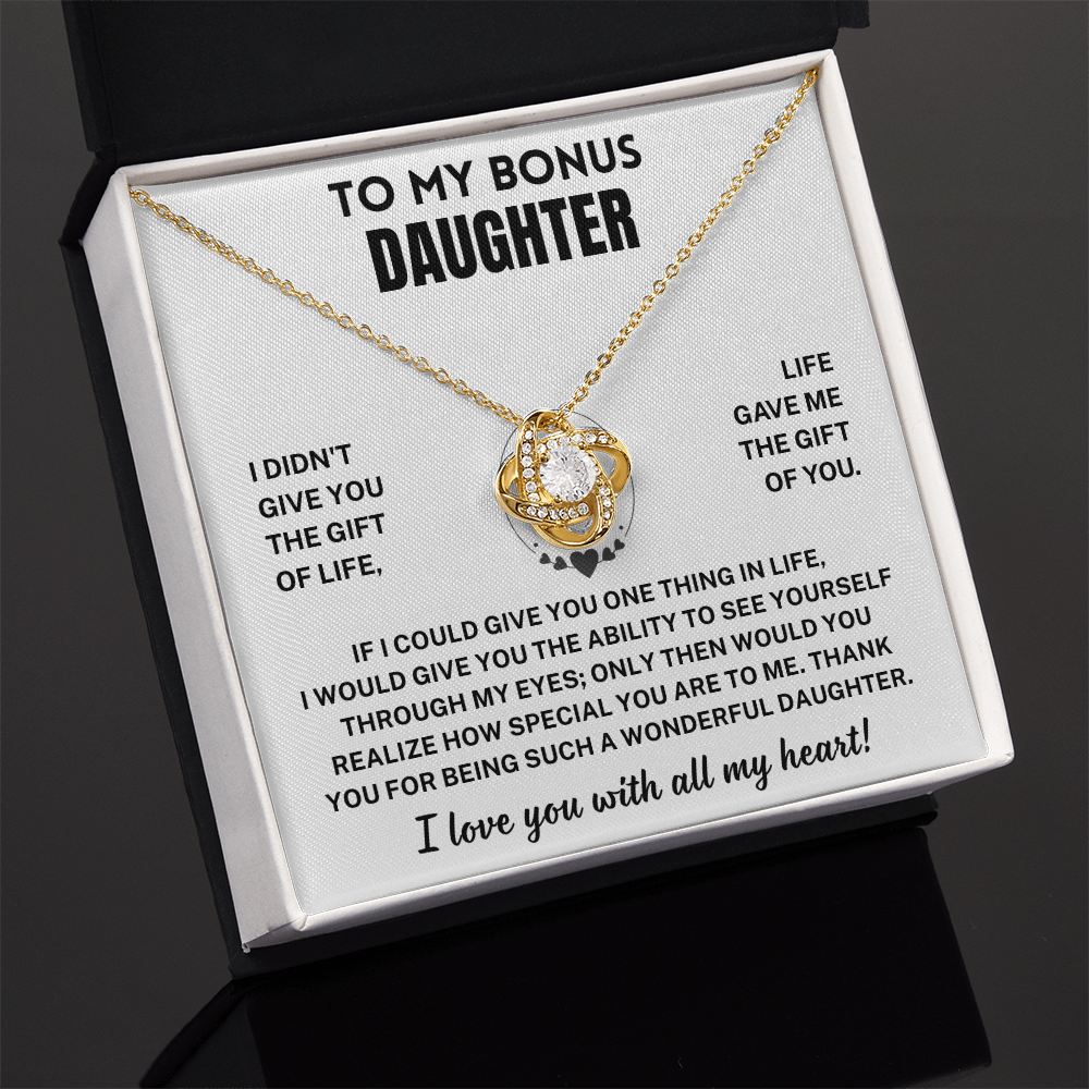 Bonus Daughter Gift,"I Love You", Knot Necklace