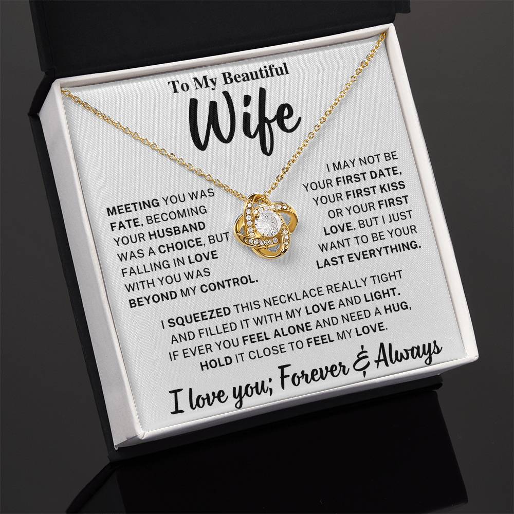 Beautiful Wife Gift, "Meeting you was fate" Knot Necklace