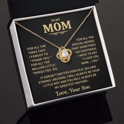 Mom Gift From Son ,"Thank You",Knot Necklace