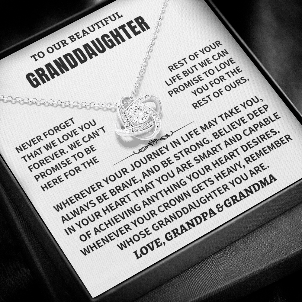 Granddaughter Gift From Grandpa & Grandma,"Never Forget", Knot Necklace
