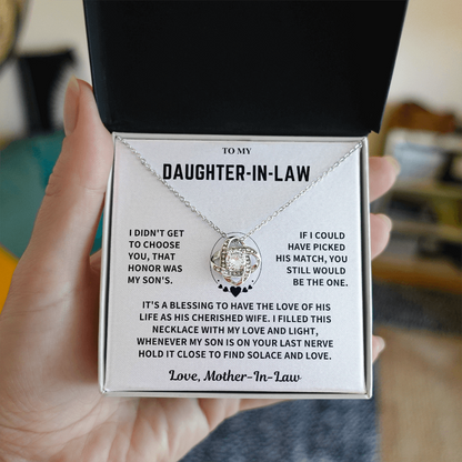 Daughter-In-Law Gift, "Filled with Love", Knot Necklace