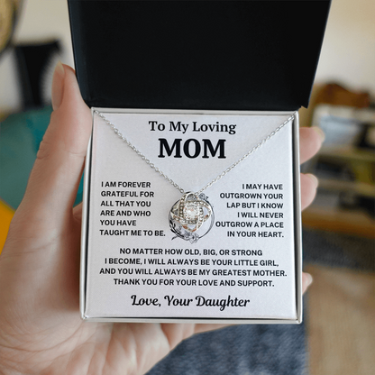 Mom Gift From Daughter,"Forever Grateful", Knot Necklace