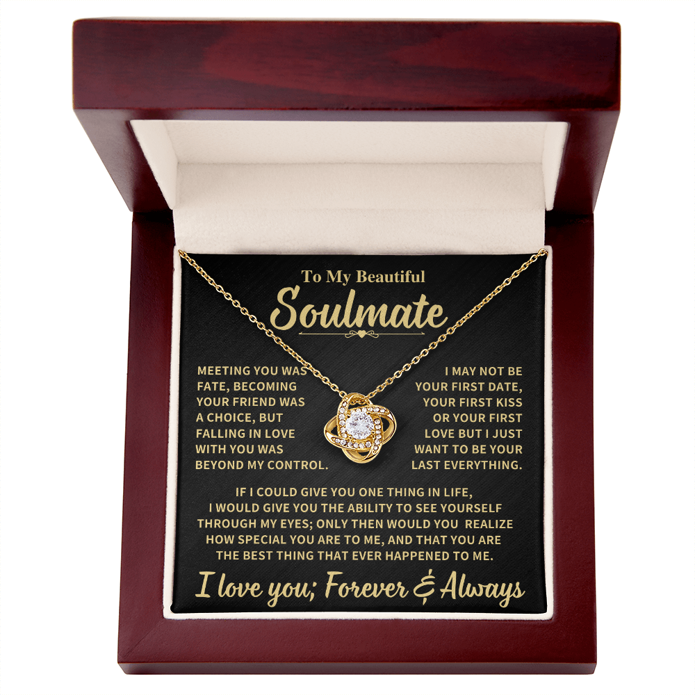 Beautiful Soulmate Gift, "Meeting You Was Fate", Knot Necklace
