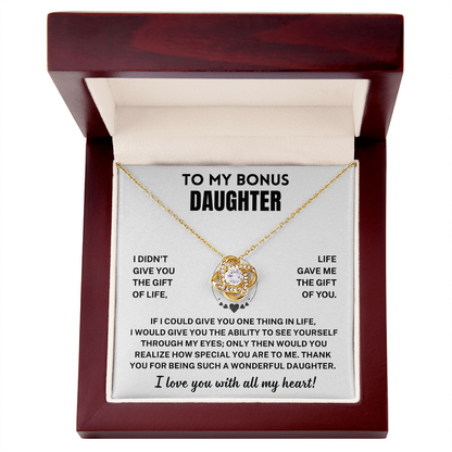 Bonus Daughter Gift, "I Love You ", Knot Necklace