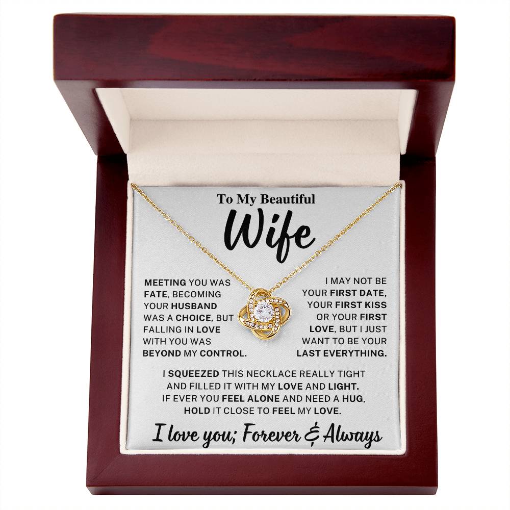 Beautiful Wife Gift, "Meeting you was fate" Knot Necklace