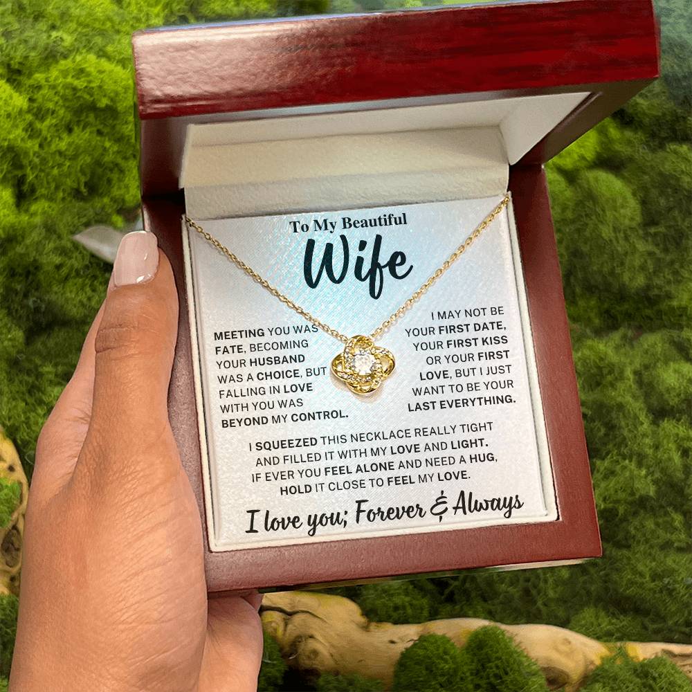 Beautiful Wife Gift, "Meeting you was fate" Knot Necklace