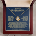 Great Granddaughter Gift From Great-Grandpa,"Never Forget",Knot Necklace