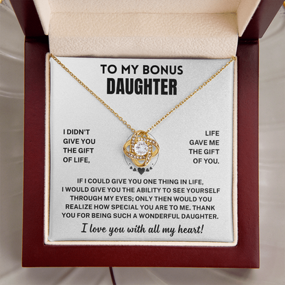 Bonus Daughter Gift, "I Love You ", Knot Necklace