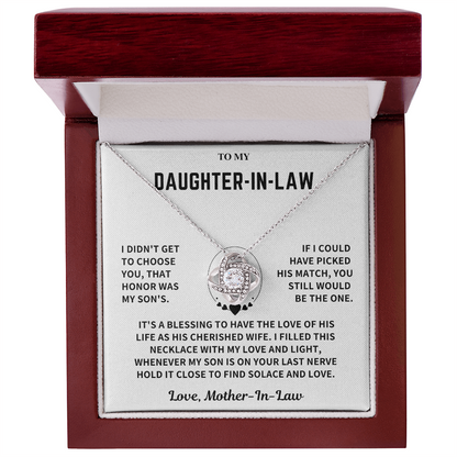 Daughter-In-Law Gift, "Filled with Love", Knot Necklace