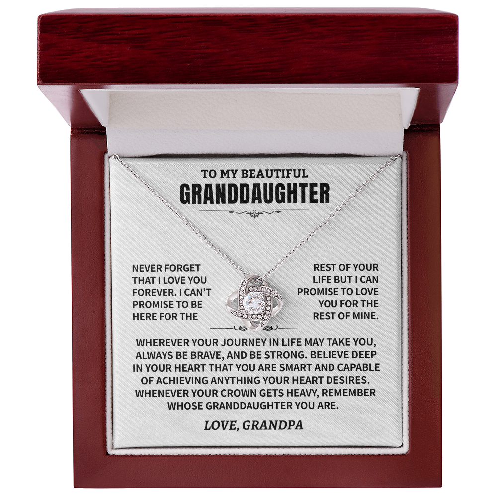 Granddaughter Gift From Grandpa, "Never Forget", Knot Necklace