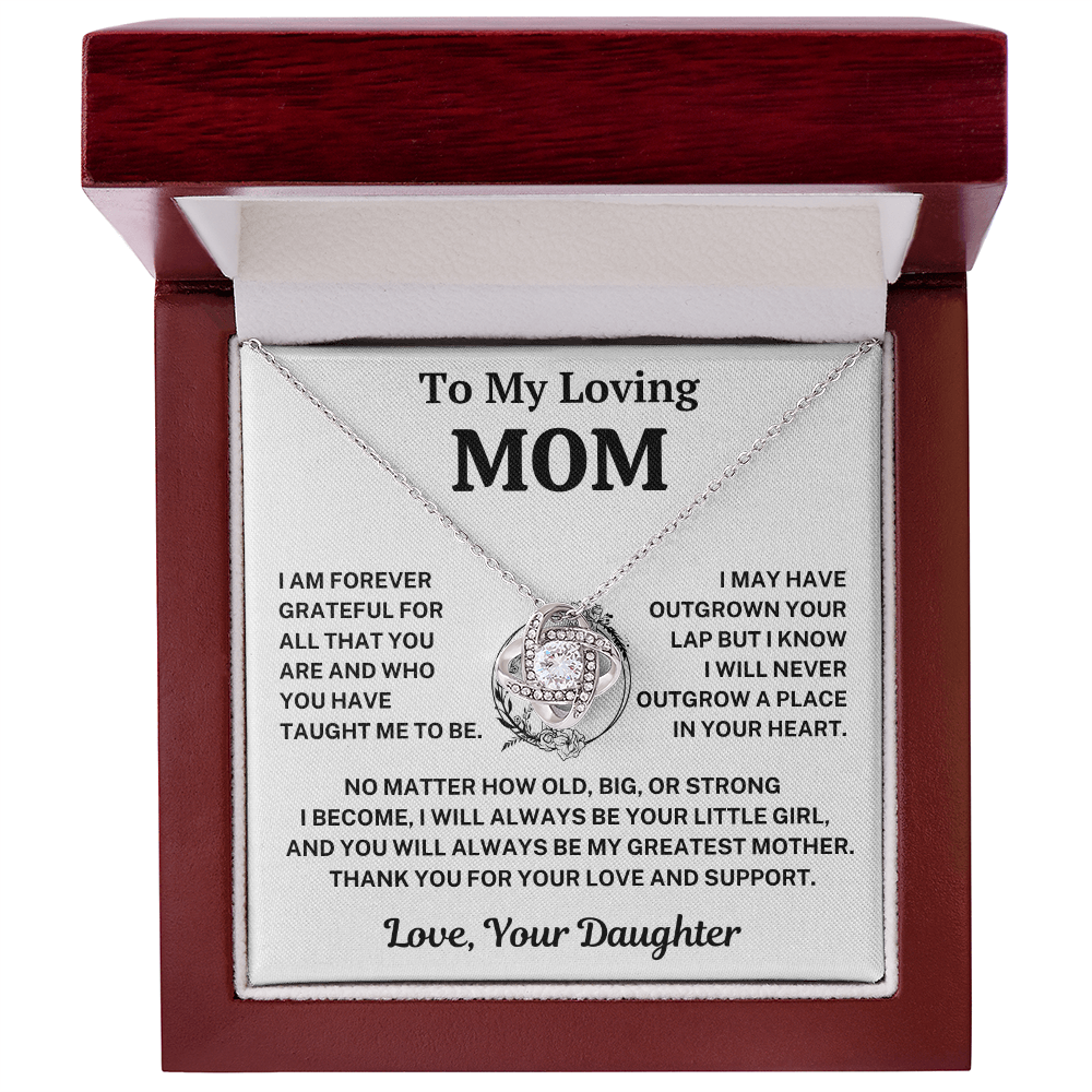 Mom Gift From Daughter,"Forever Grateful", Knot Necklace