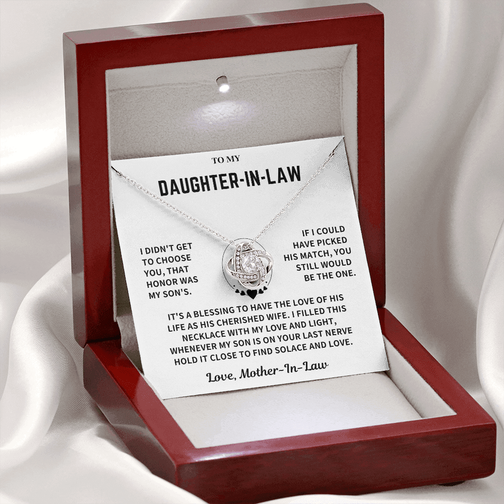 Daughter-In-Law Gift, "Filled with Love", Knot Necklace