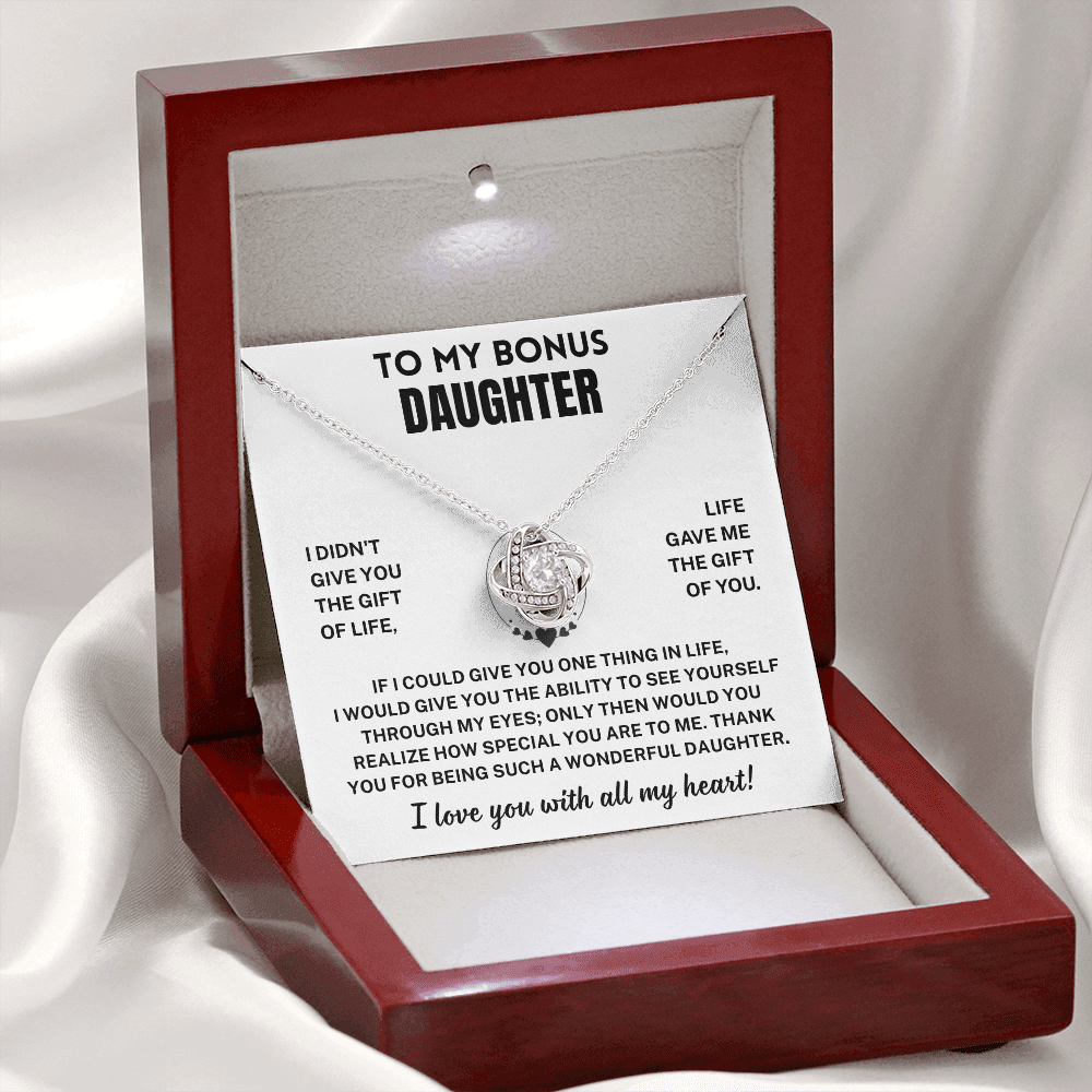 Bonus Daughter Gift,"I Love You", Knot Necklace