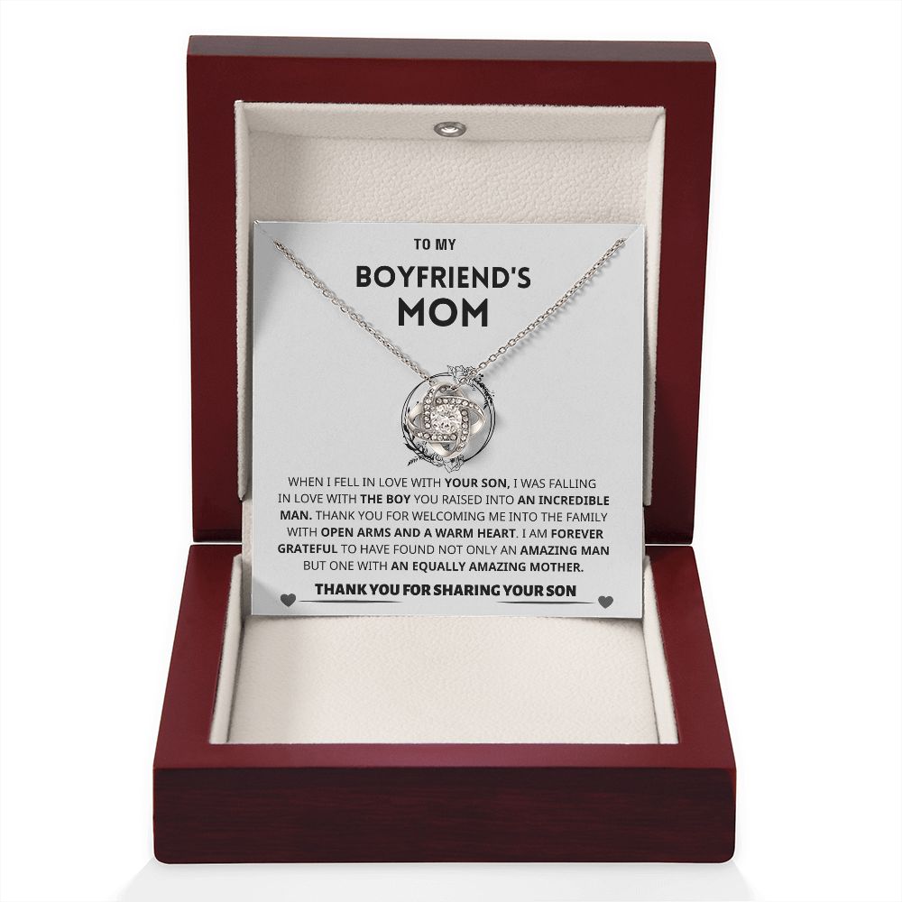 Boyfriend's Mom Gift- Forever Grateful-Love Knot Necklace