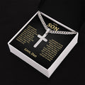 Son Gift- Believe In Yourself- Cuban Chain Cross Necklace- From Dad