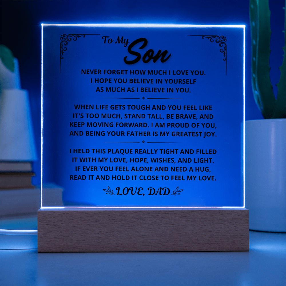To My Son Gift From Dad - Keep Moving Forward, LED Acrylic Plaque