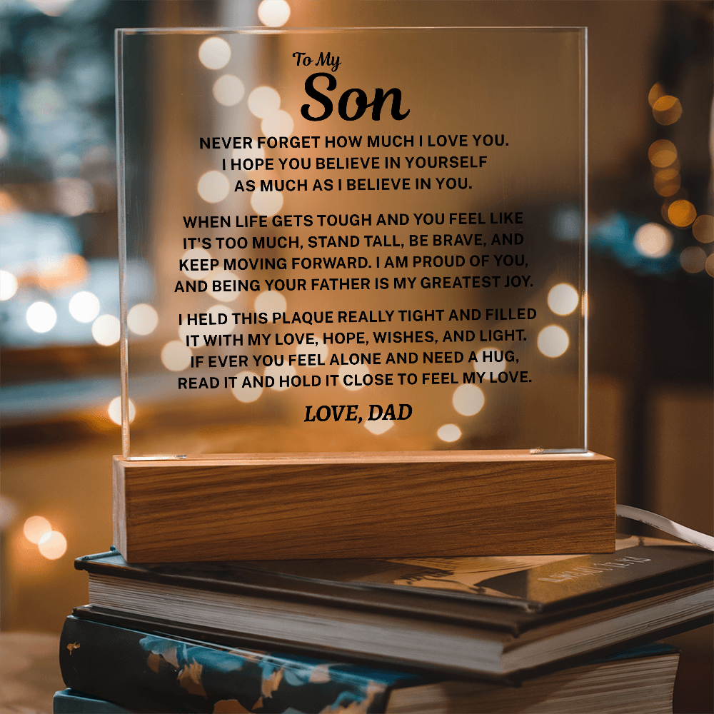 To My Son Acrylic Plaque From Dad – A Gift He’ll Treasure Forever 💙