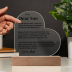 Son Gift- Believe In Yourself-LED Heart Acrylic Plaque- From Dad