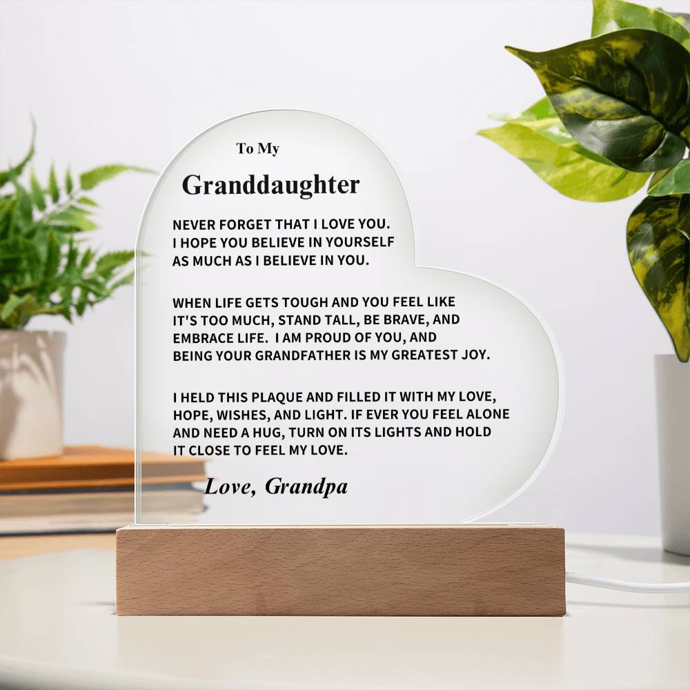 Granddaughter Gift-Acrylic Plaque- From Grandpa