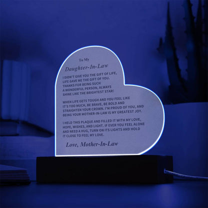 Daughter-In-Law Gift, LED Acrylic Plaque