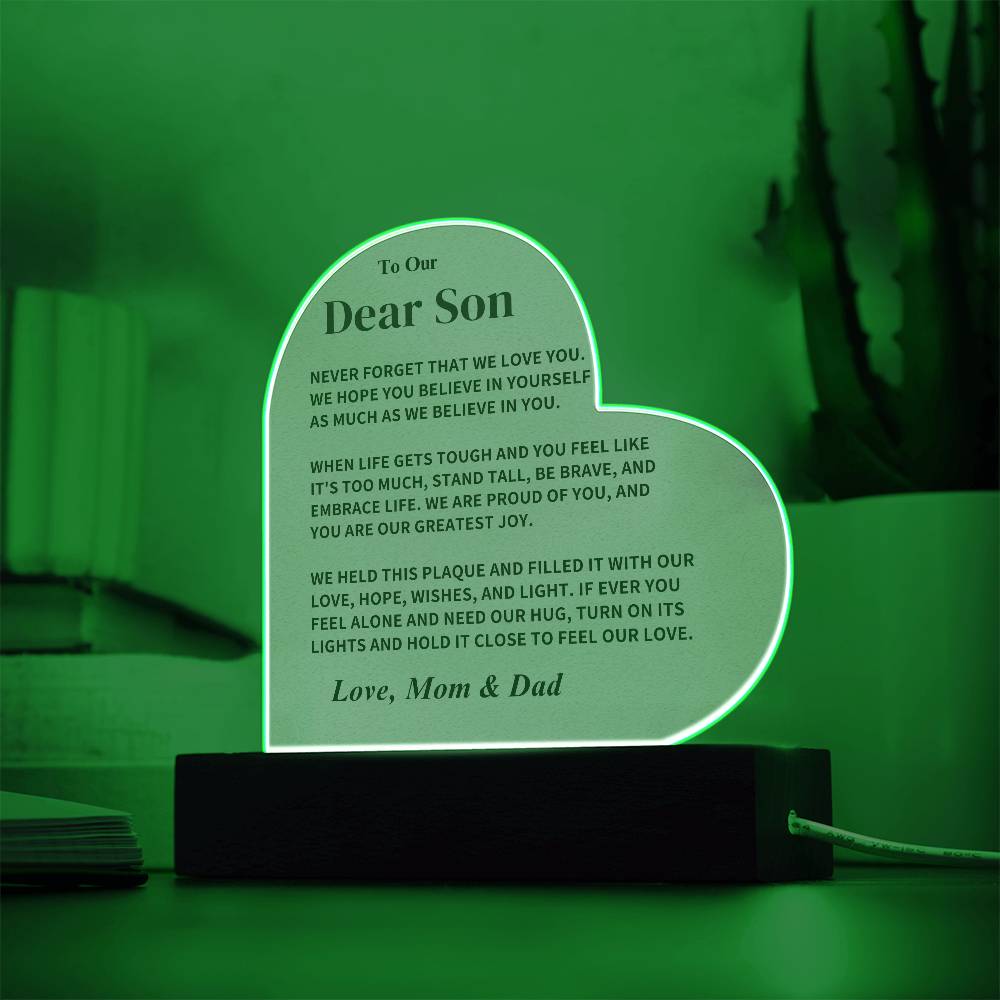 Son Gift-Acrylic Plaque- From Dad and Mom
