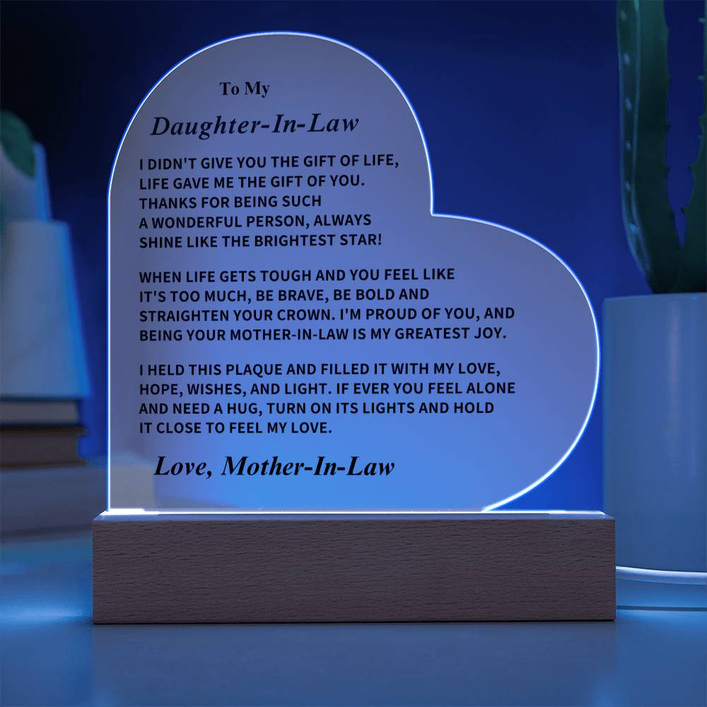 Daughter-In-Law Gift, LED Acrylic Plaque