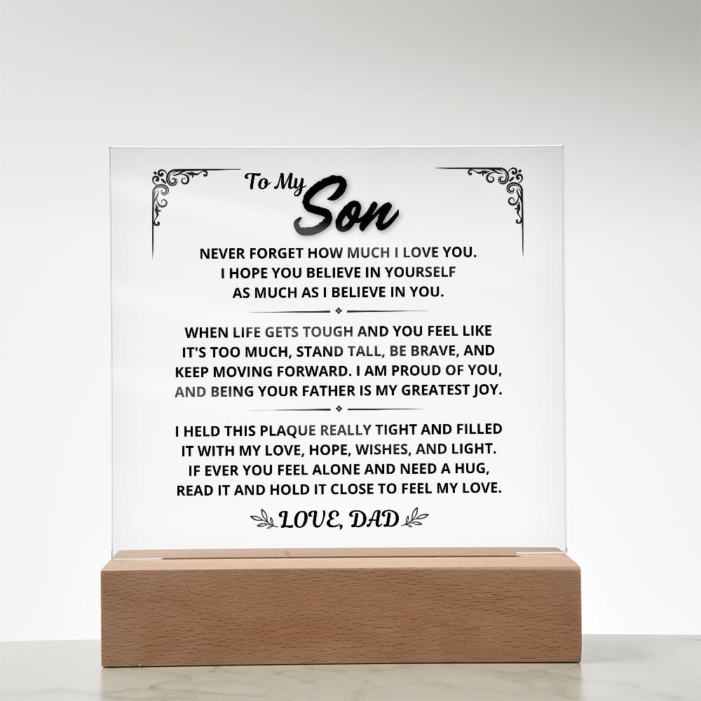 To My Son Gift From Dad - Keep Moving Forward, LED Acrylic Plaque