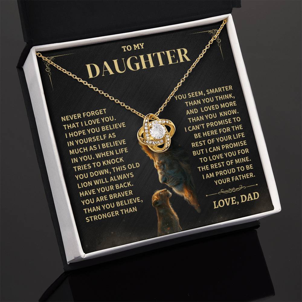 Daughter Gift From Dad- "Never Forget That I Love You" Knot Necklace