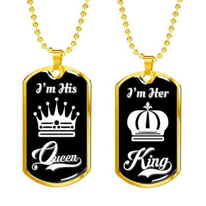 LUXURY DOG TAG BUNDLE; I Am His Queen and I Am Her King