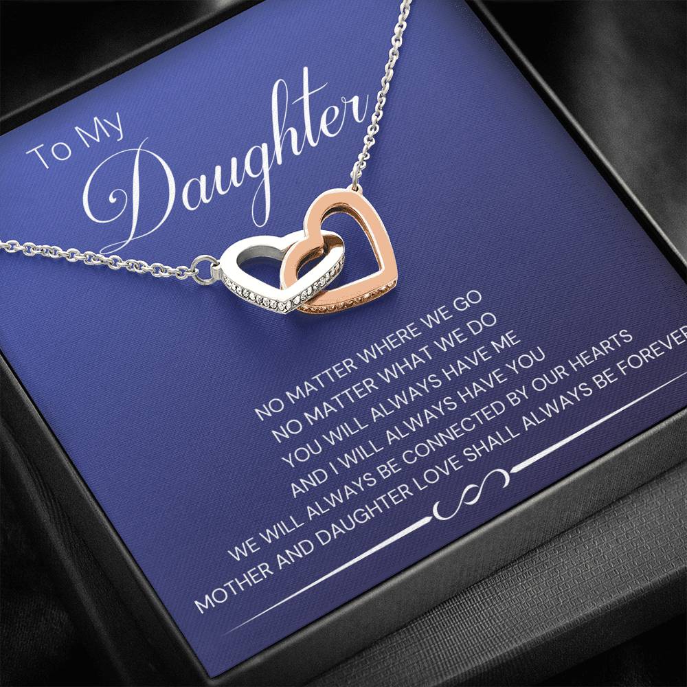 Mother and Daughter Love shall always be forever; Interlocking Hearts Necklace Gift for Daughter
