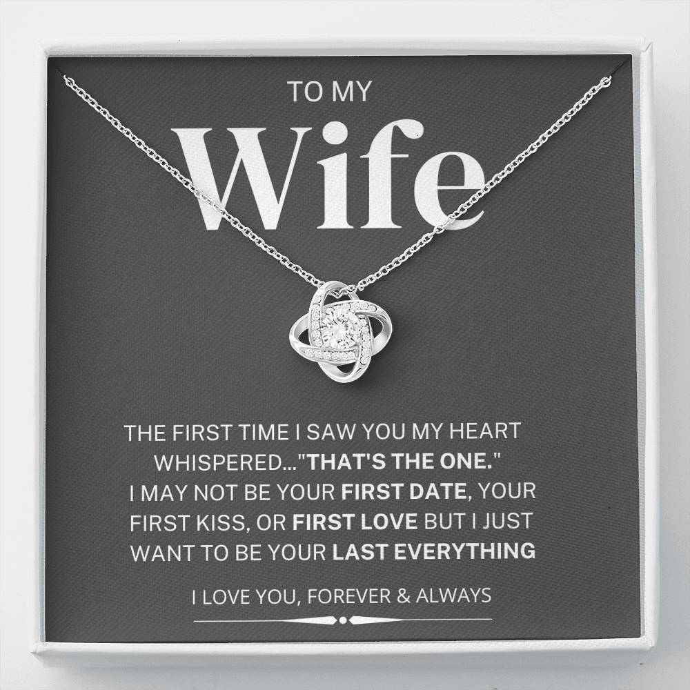 My Heart Whispered "That's the One"; Love Knot Necklace Gift for Wife