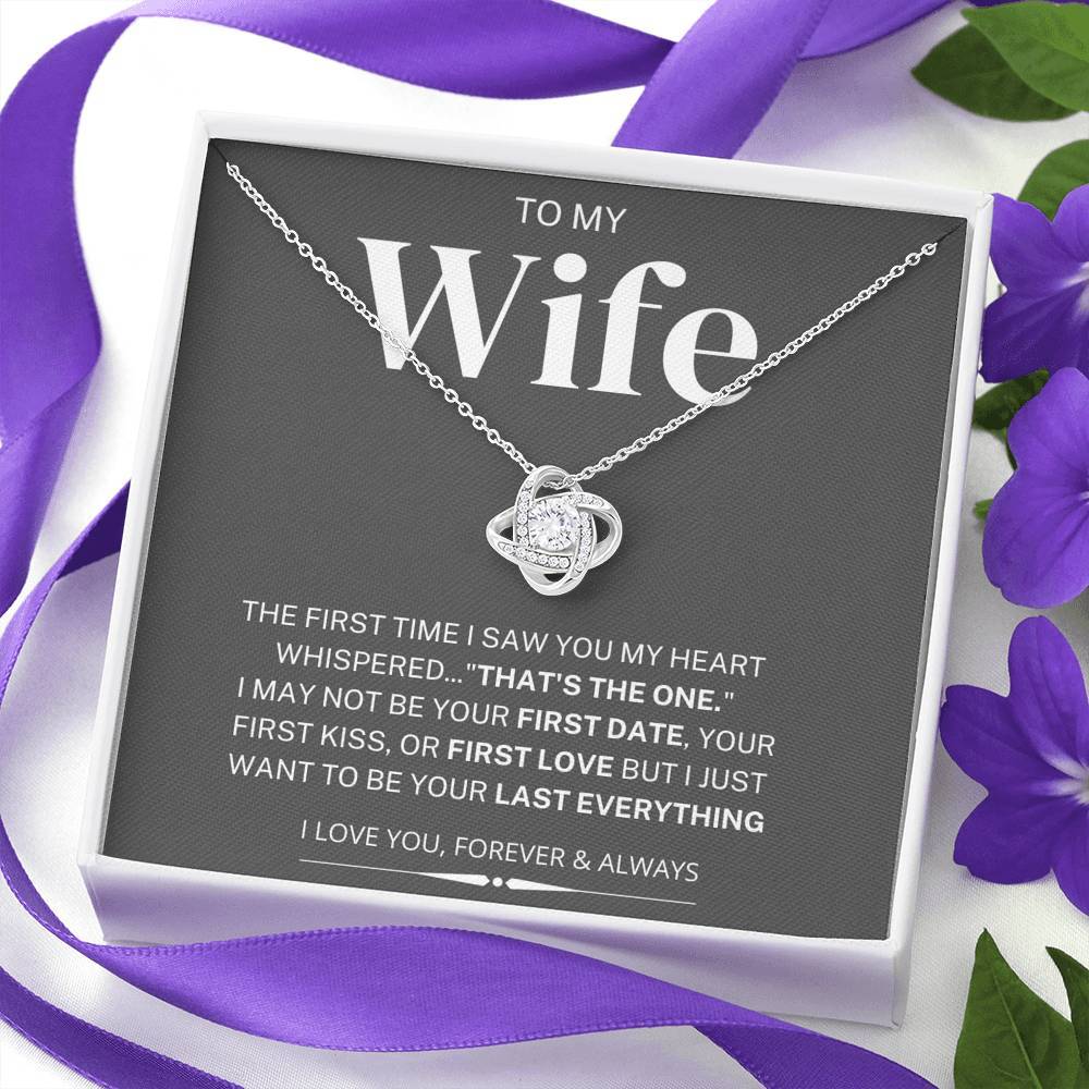 My Heart Whispered "That's the One"; Love Knot Necklace Gift for Wife