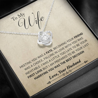 Marrying You was the Best Decision; Love Knot Necklace Gift for Wife