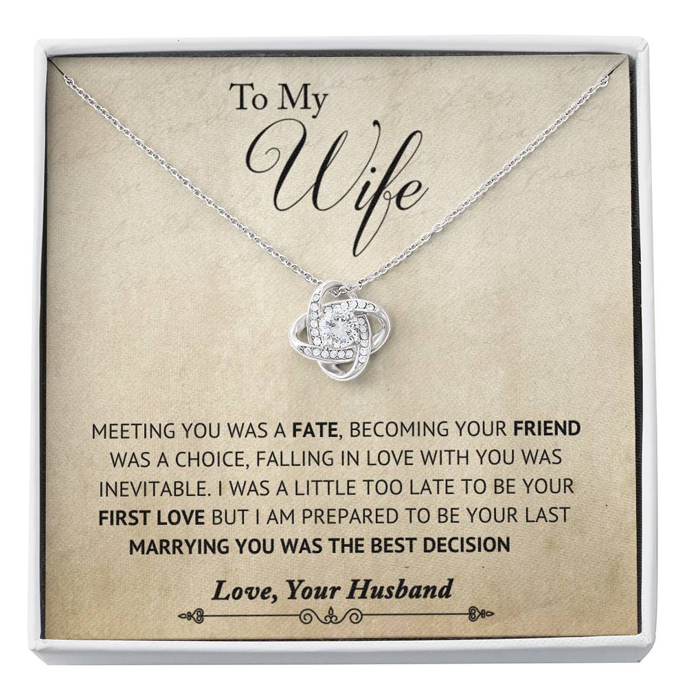 Marrying You was the Best Decision; Love Knot Necklace Gift for Wife