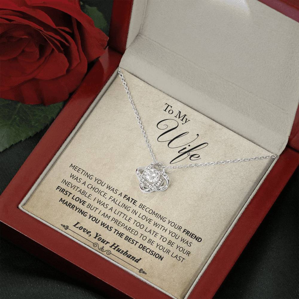 Marrying You was the Best Decision; Love Knot Necklace Gift for Wife