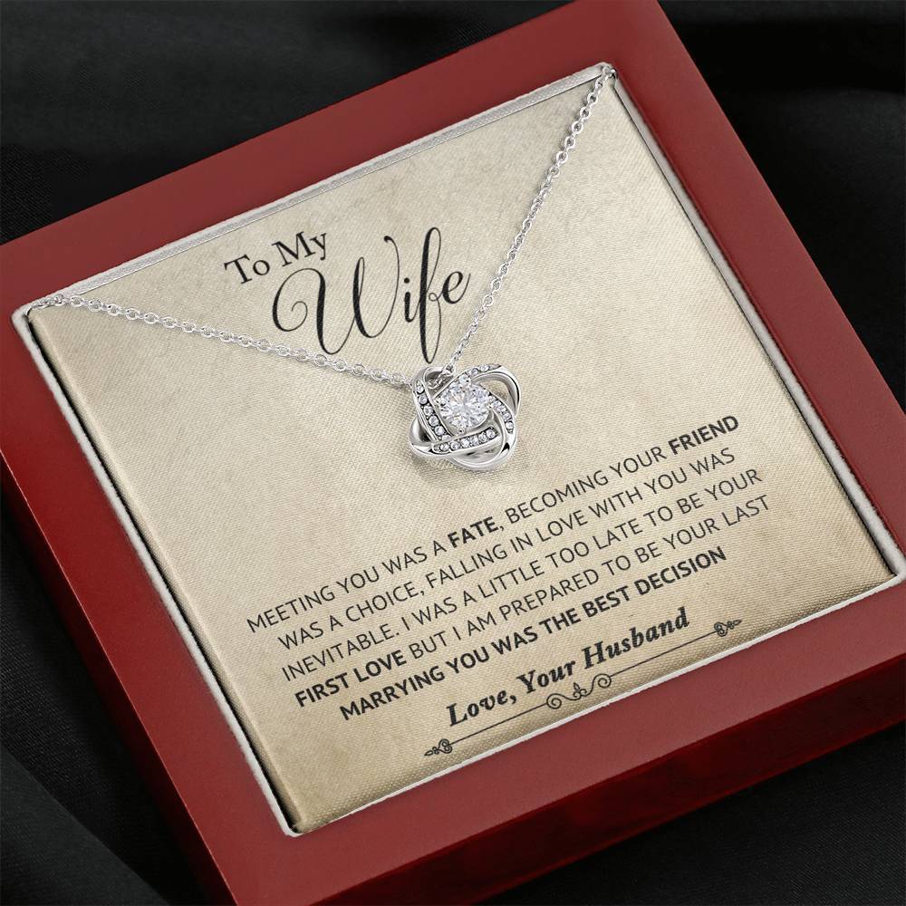 Marrying You was the Best Decision; Love Knot Necklace Gift for Wife